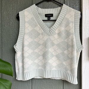 Seafoam Green Argyle Sweater Vest Medium